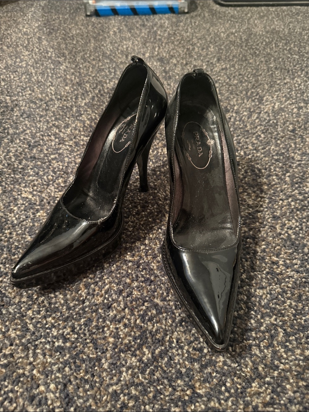 Prada Black Patent Pointed Toe Stiletto Pumps
